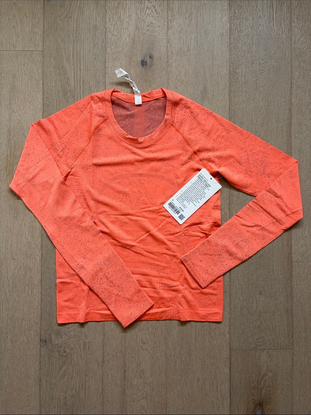 Swiftly tech long sleeve distorted noise highlight orange/lunar rock size 6 nwt